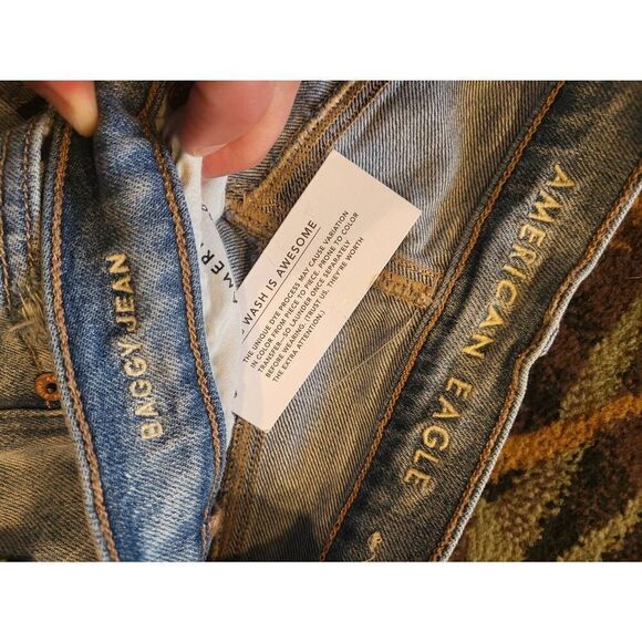 NWOT American Eagle Jeans Women's 4 Blue High Rise Stretch Baggy Medium - Picture 3 of 4
